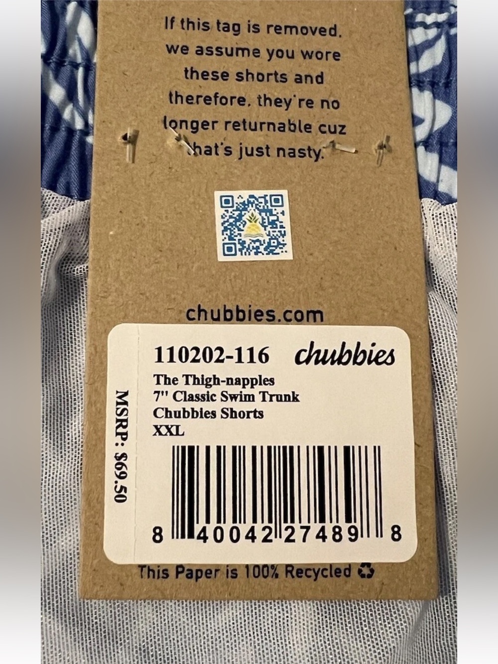 Chubbies Navy and White Pineapple Print Swim Trunks - Picture 5 of 8